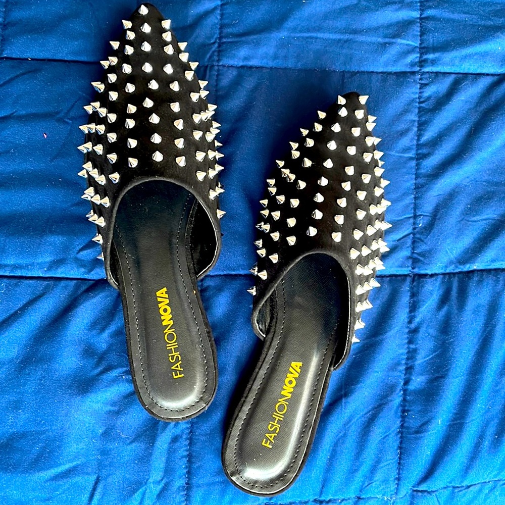 Black Spike-Studded Mules size 9